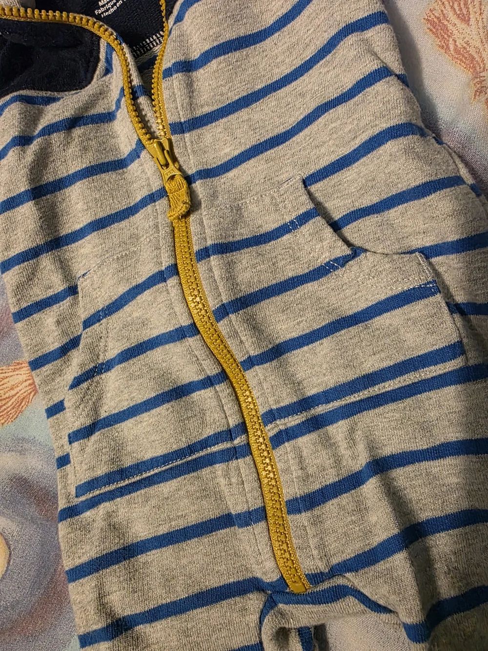 Baby Hooded One-Piece with Yellow Zip